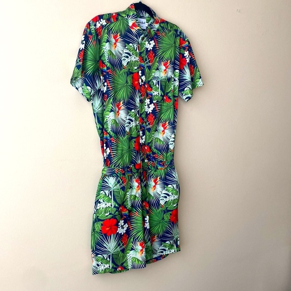 Romper Jack Men’s Tropical Hawaiian Floral One Piece Romper Jumpsuit Set sz S - Picture 4 of 13